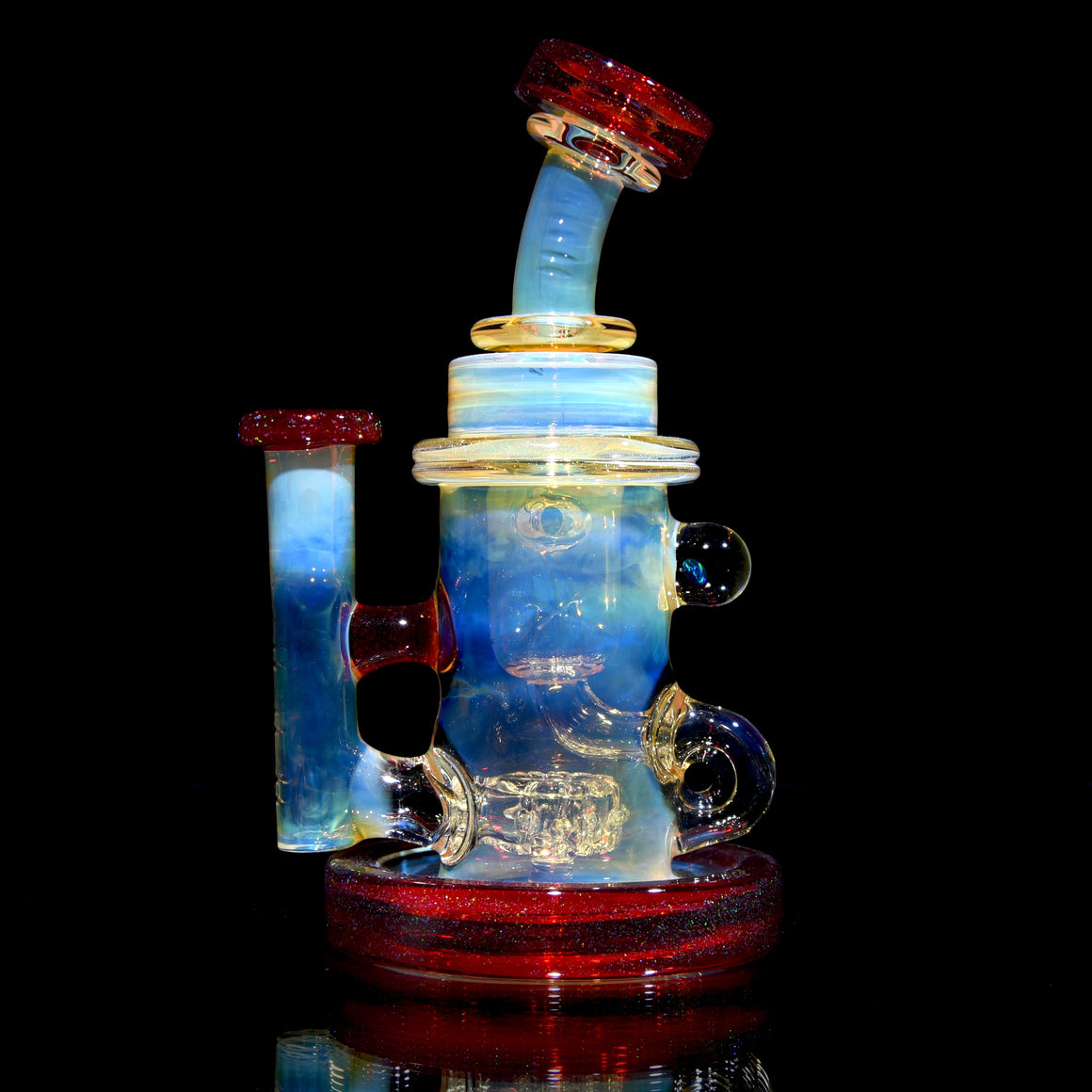 Fully-fumed Klein Recycler - Crushed Opal over Pomegranate - 10mm Female