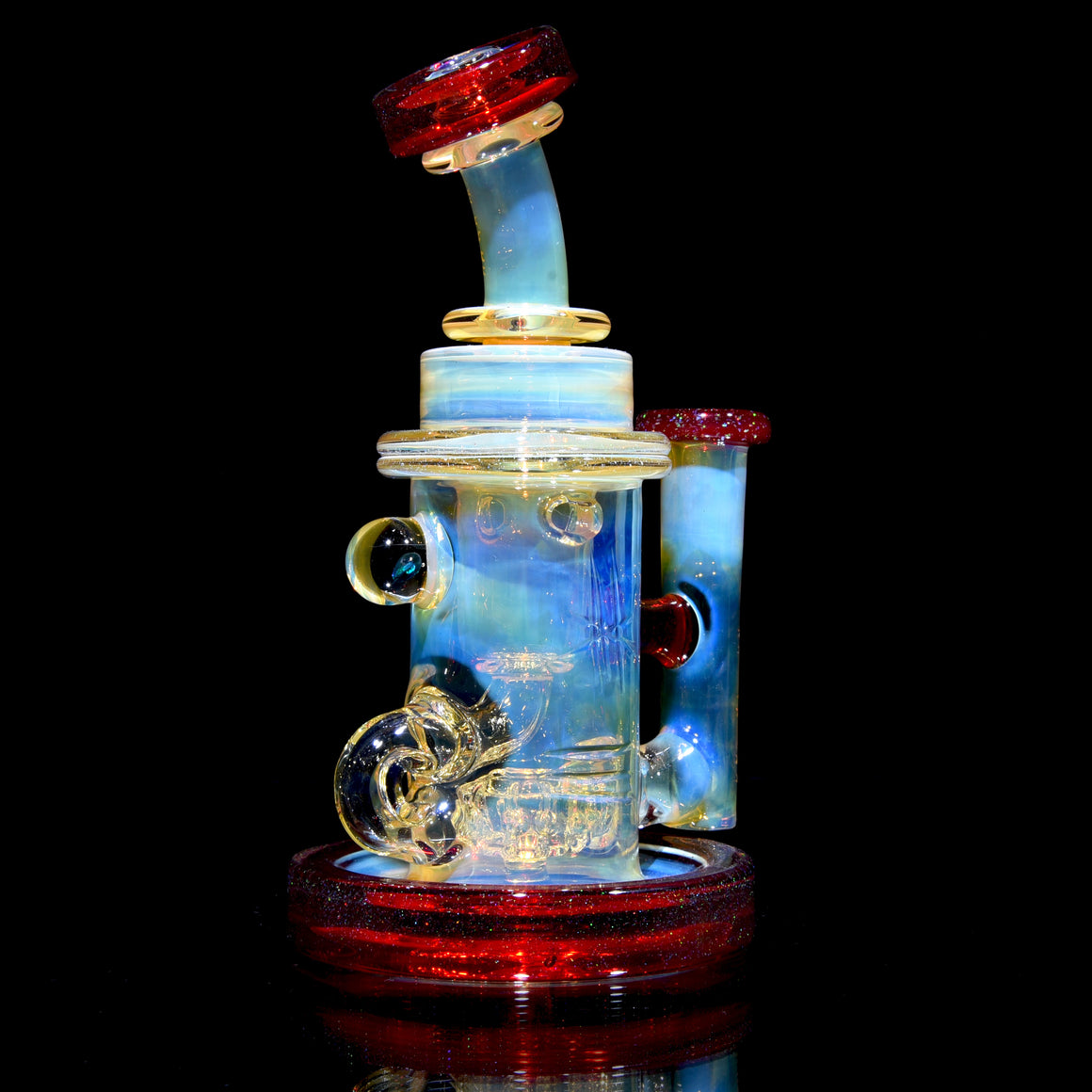 Fully-fumed Klein Recycler - Crushed Opal over Pomegranate - 10mm Female
