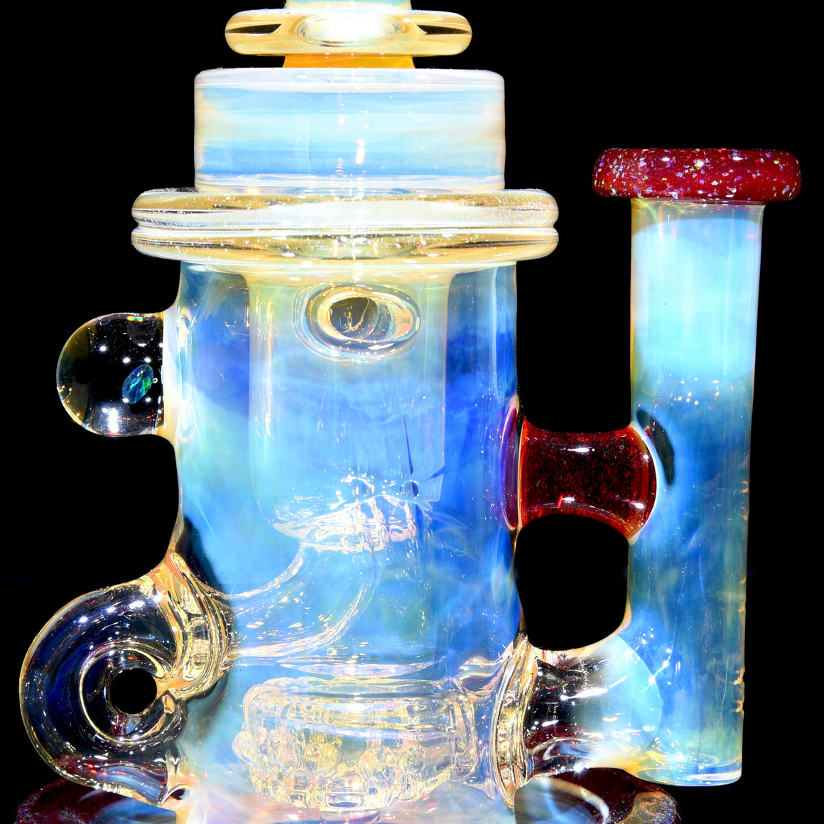 Fully-fumed Klein Recycler - Crushed Opal over Pomegranate - 10mm Female