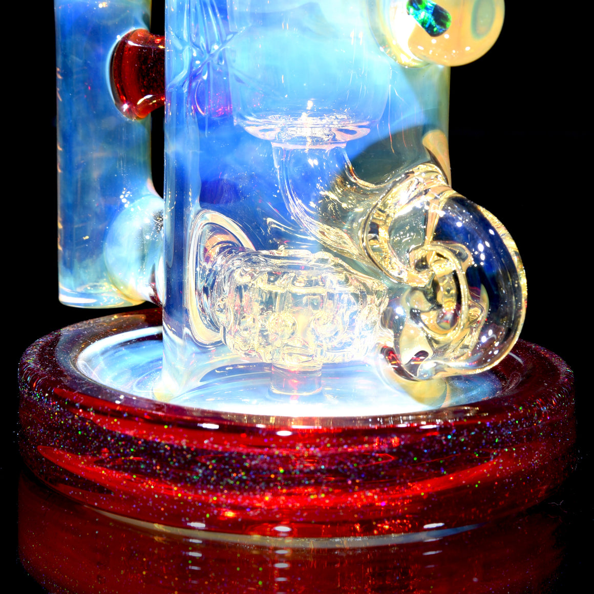 Fully-fumed Klein Recycler - Crushed Opal over Pomegranate - 10mm Female