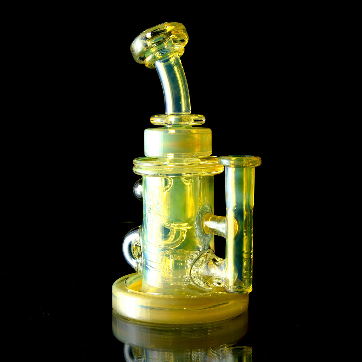 CFL Fumed & Carved Mini Klein Recycler - Sunset Slyme - 10mm Female