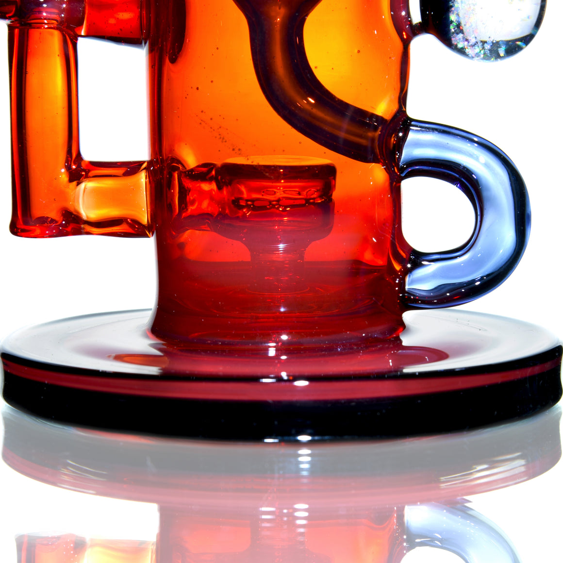 Fully-worked Double-uptake Mini Klein Recycler - Orange Elvis/Dark Amethyst - 14mm Female