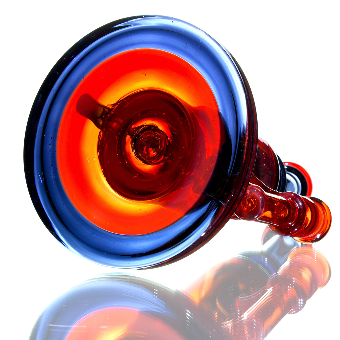Fully-worked Double-uptake Mini Klein Recycler - Orange Elvis/Dark Amethyst - 14mm Female