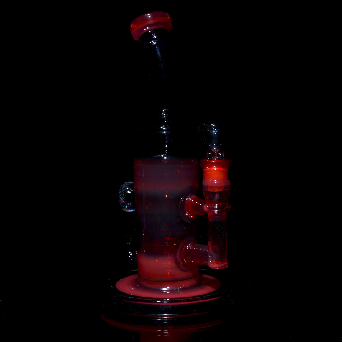 Fully-worked Double-uptake Mini Klein Recycler - Orange Elvis/Dark Amethyst - 14mm Female
