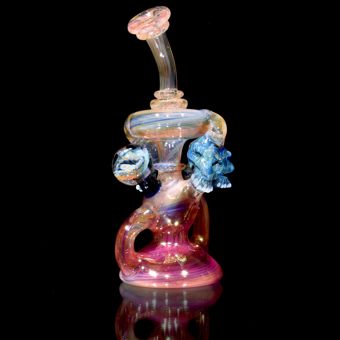 Fully-fumed Triple Skull Double Uptake Klein Recycler - 14mm Female