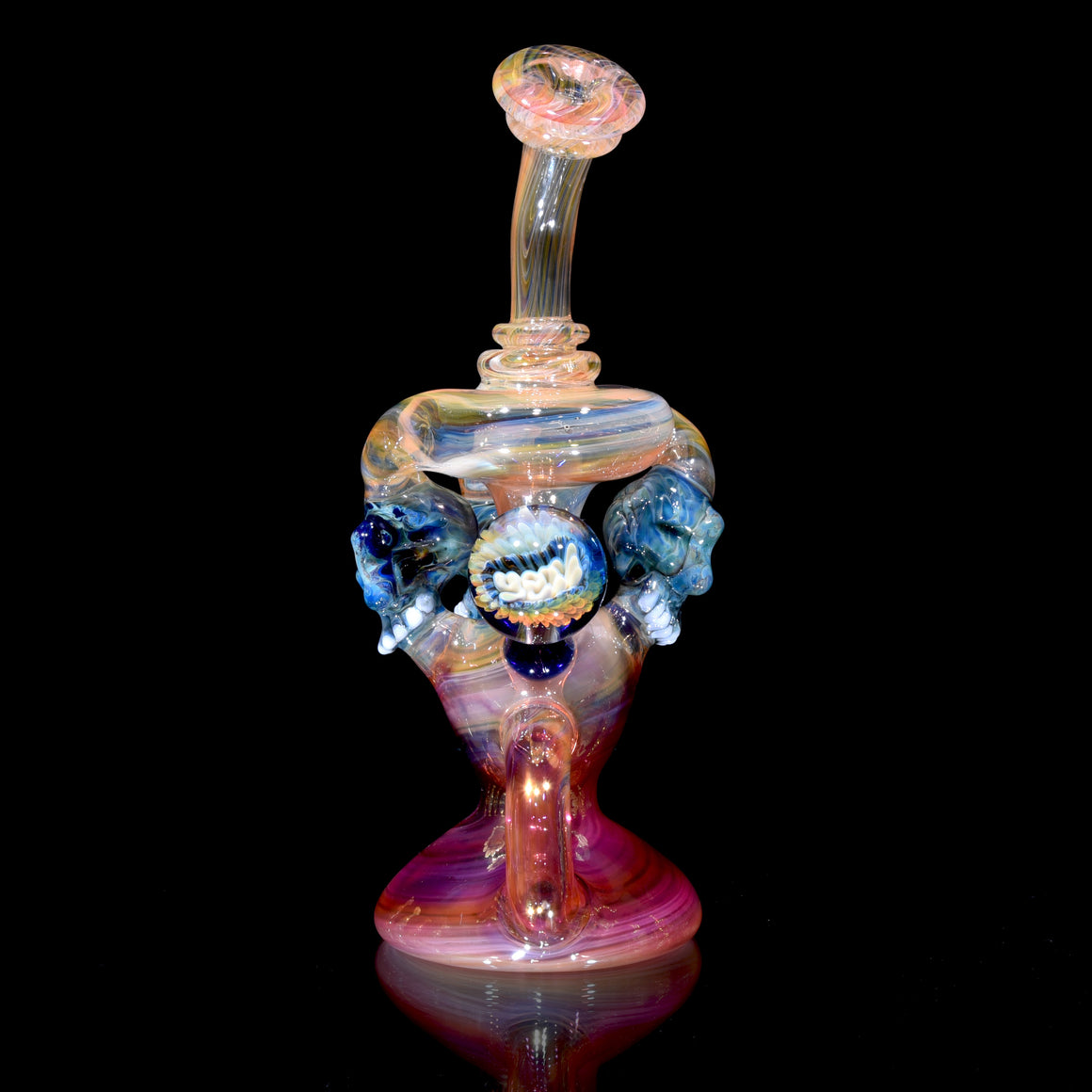 Fully-fumed Triple Skull Double Uptake Klein Recycler - 14mm Female