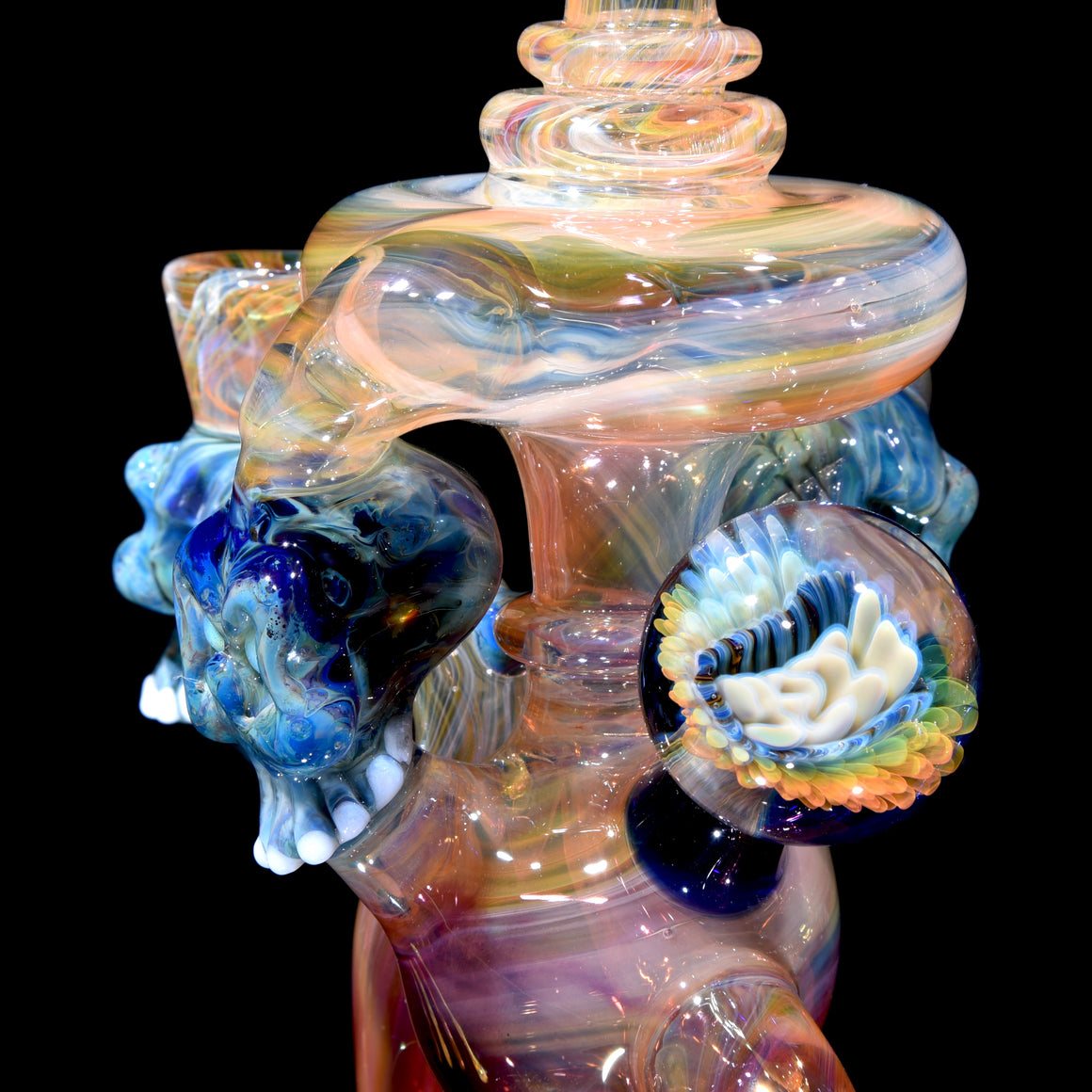 Fully-fumed Triple Skull Double Uptake Klein Recycler - 14mm Female