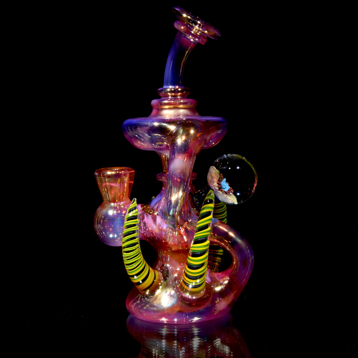 Fully-fumed Double Uptake Klein Recycler w/ Worked Horns - 14mm Female