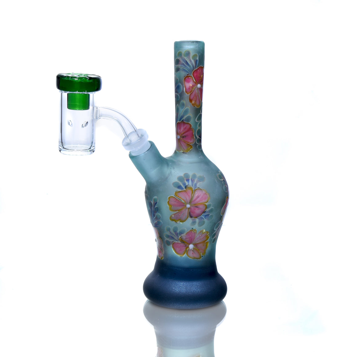 Frosted Floral Pattern Vase Mini Tube w/ Removable Downstem - Nemo - 10mm Female