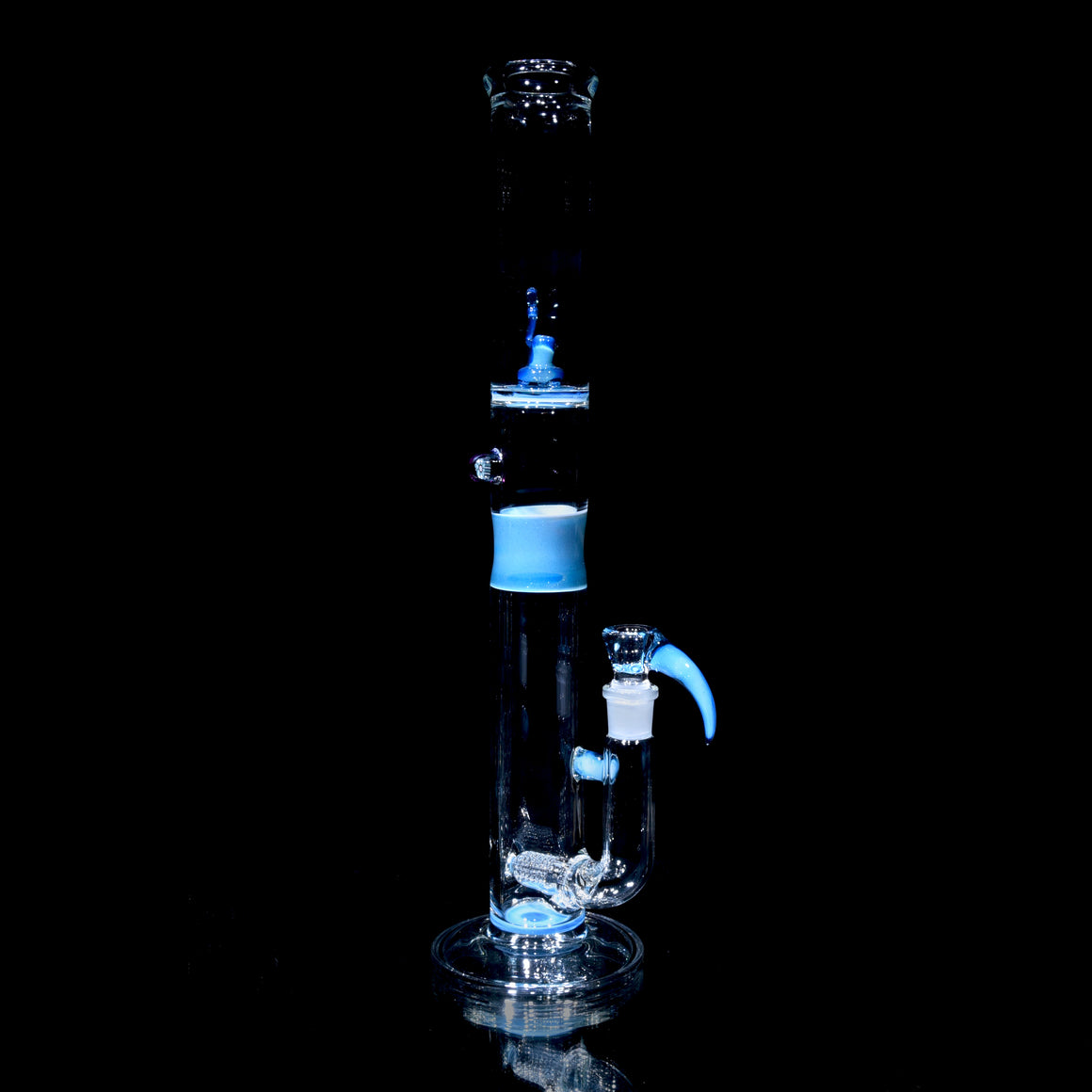 Accented 50x5mm Upgrid Stemline Straight Tube w/ 4-hole Horned Slide - Blue Stardust over Ghost - 18mm Female