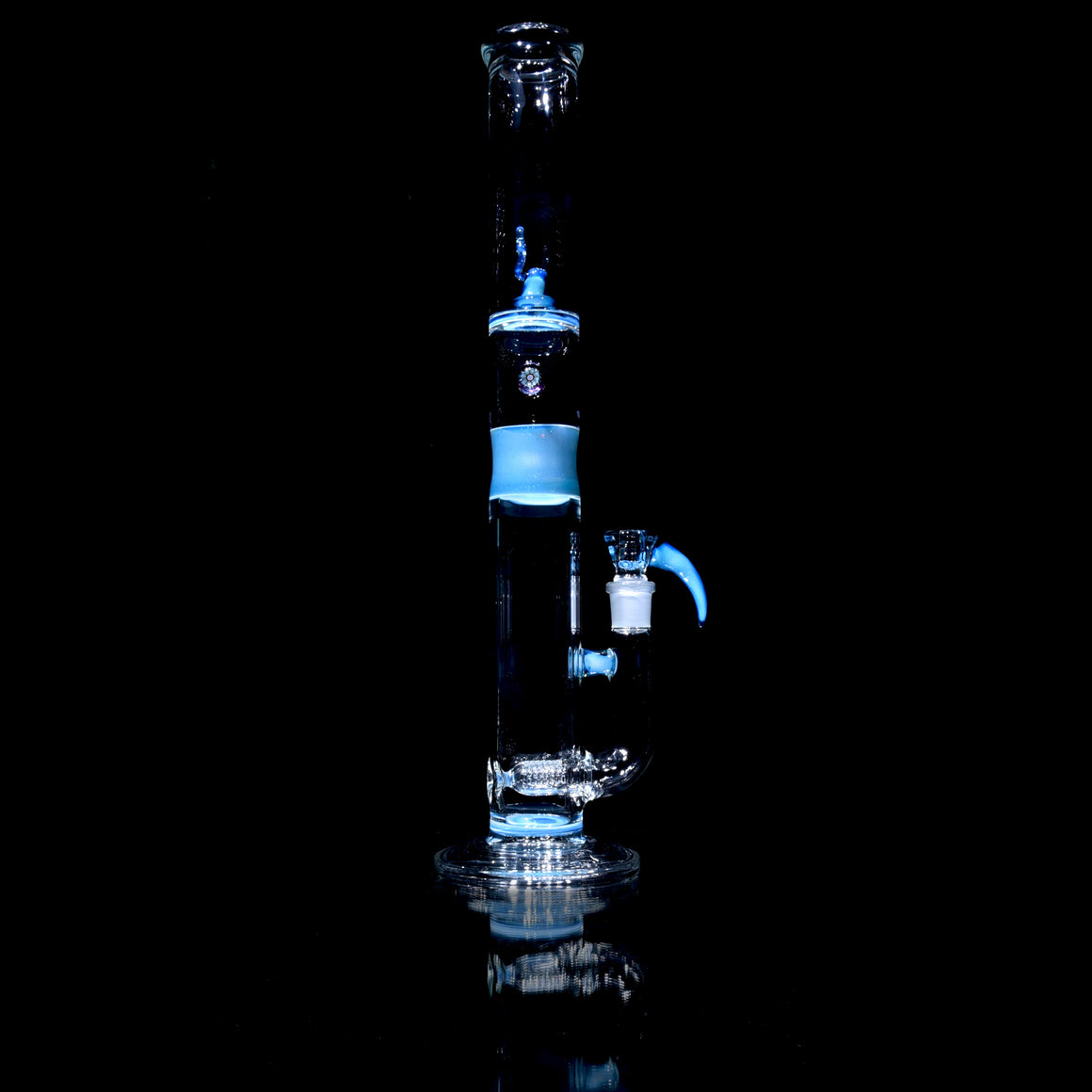 Accented 50x5mm Upgrid Stemline Straight Tube w/ 4-hole Horned Slide - Blue Stardust over Ghost - 18mm Female