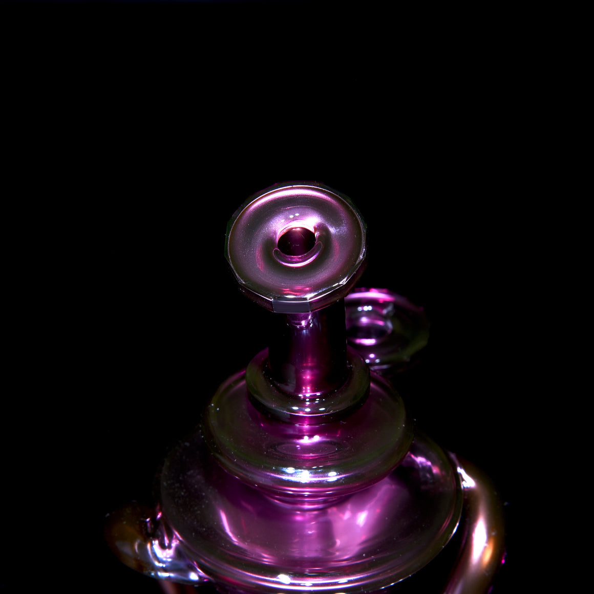 Faceted Full-size Two & Through Double-uptake Floating Recycler - Gold Amethyst over Electrum- 10mm Female