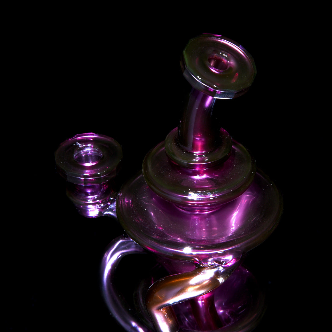 Faceted Full-size Two & Through Double-uptake Floating Recycler - Gold Amethyst over Electrum- 10mm Female