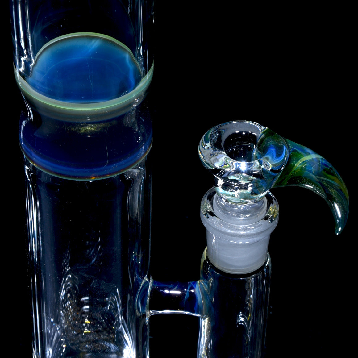 Accented 44mm Upgrid Stemline Straight Tube w/ 4-hole Horned Slide - Mystery Adventurine - 18mm Female