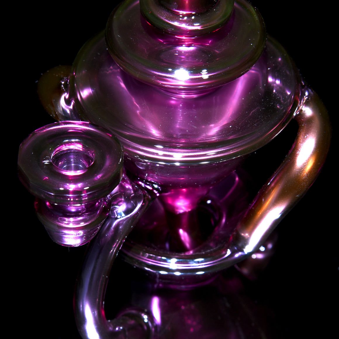 Faceted Full-size Two & Through Double-uptake Floating Recycler - Gold Amethyst over Electrum- 10mm Female