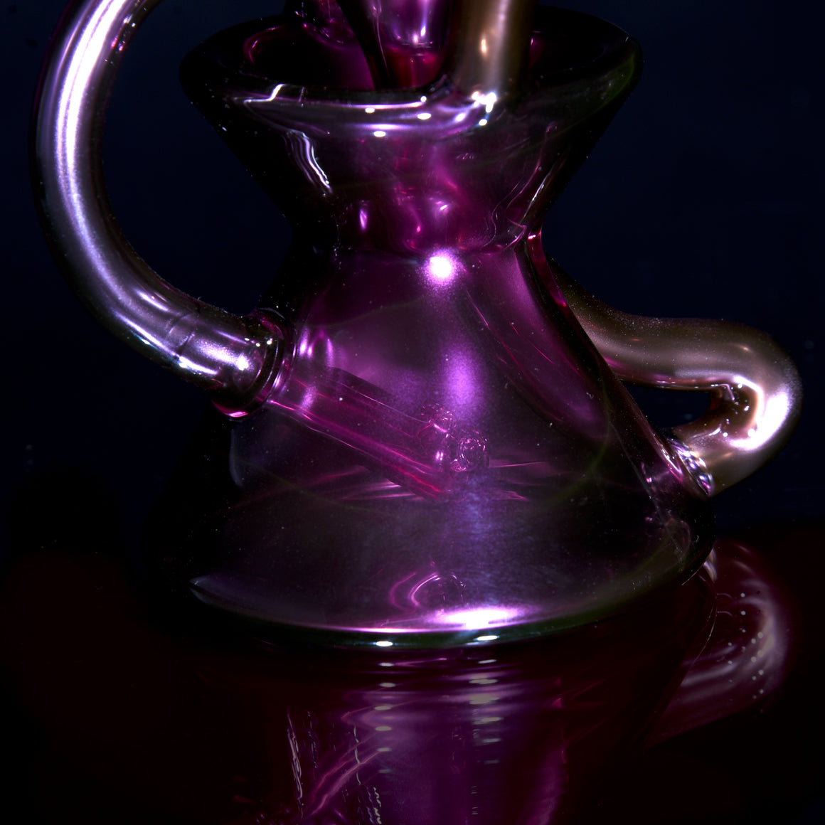 Faceted Full-size Two & Through Double-uptake Floating Recycler - Gold Amethyst over Electrum- 10mm Female