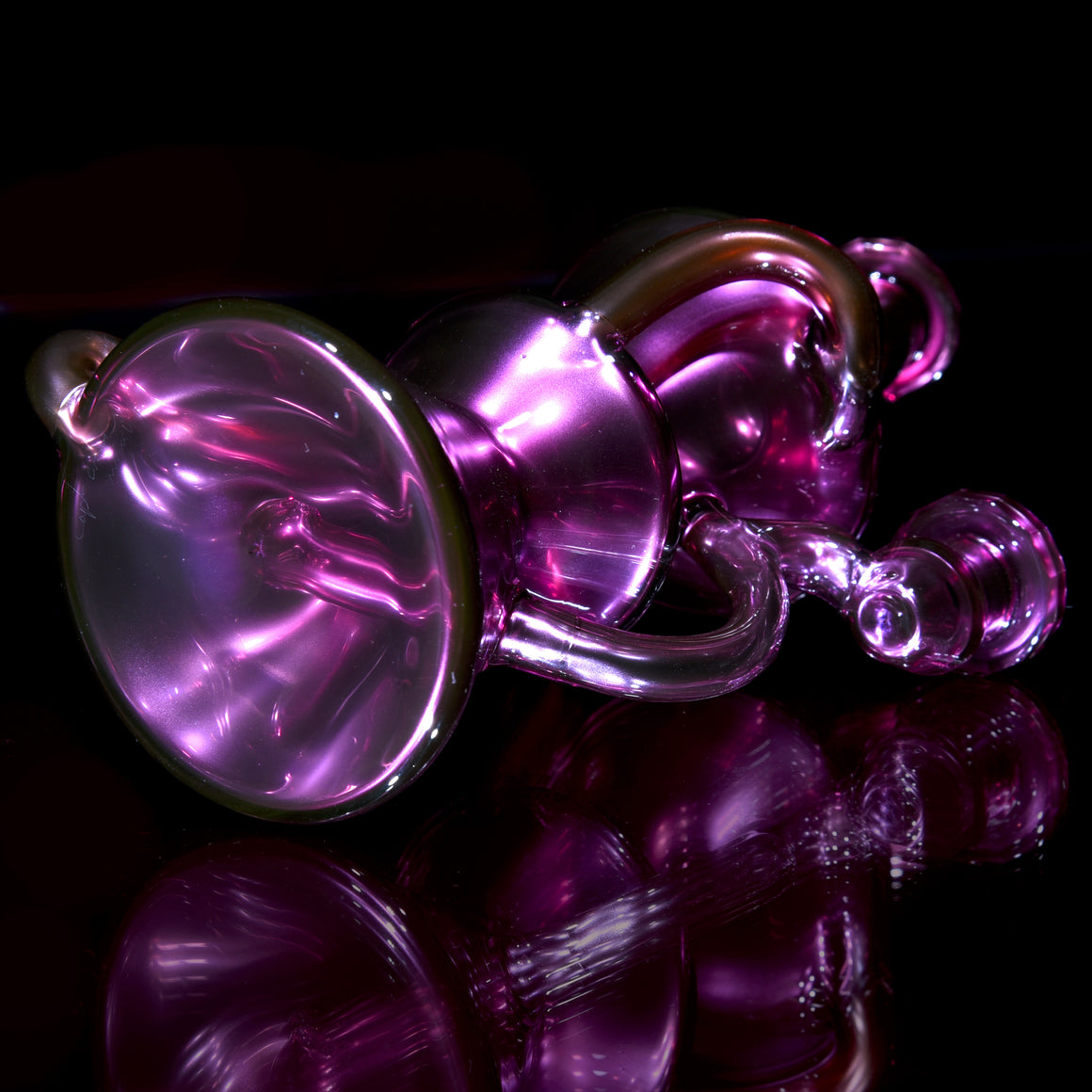 Faceted Full-size Two & Through Double-uptake Floating Recycler - Gold Amethyst over Electrum- 10mm Female