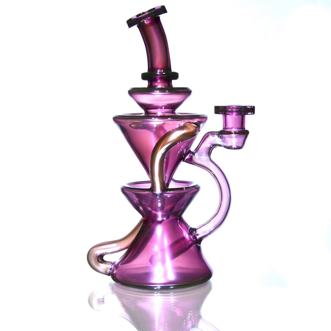 Faceted Full-size Two & Through Double-uptake Floating Recycler - Gold Amethyst over Electrum- 10mm Female