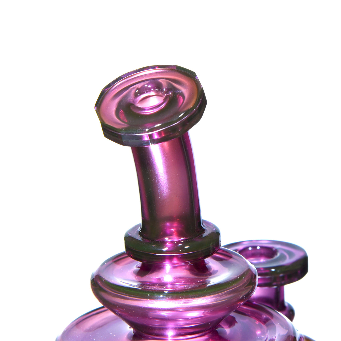 Faceted Full-size Two & Through Double-uptake Floating Recycler - Gold Amethyst over Electrum- 10mm Female