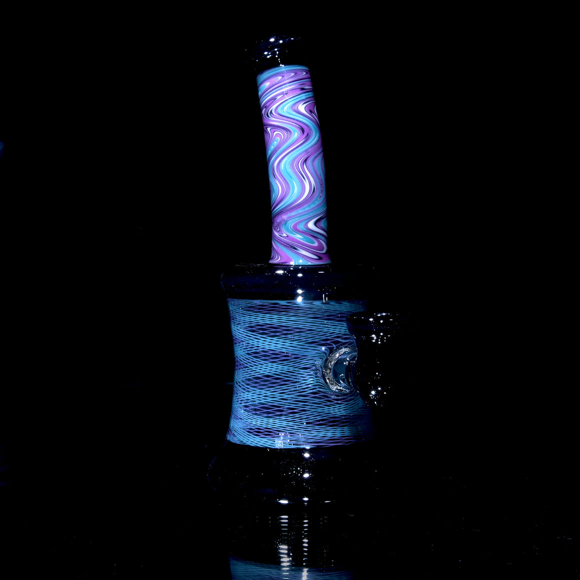 Fully-worked Banger Hanger - Dark Sparkle/Purple & Aqua Reti - 10mm Female