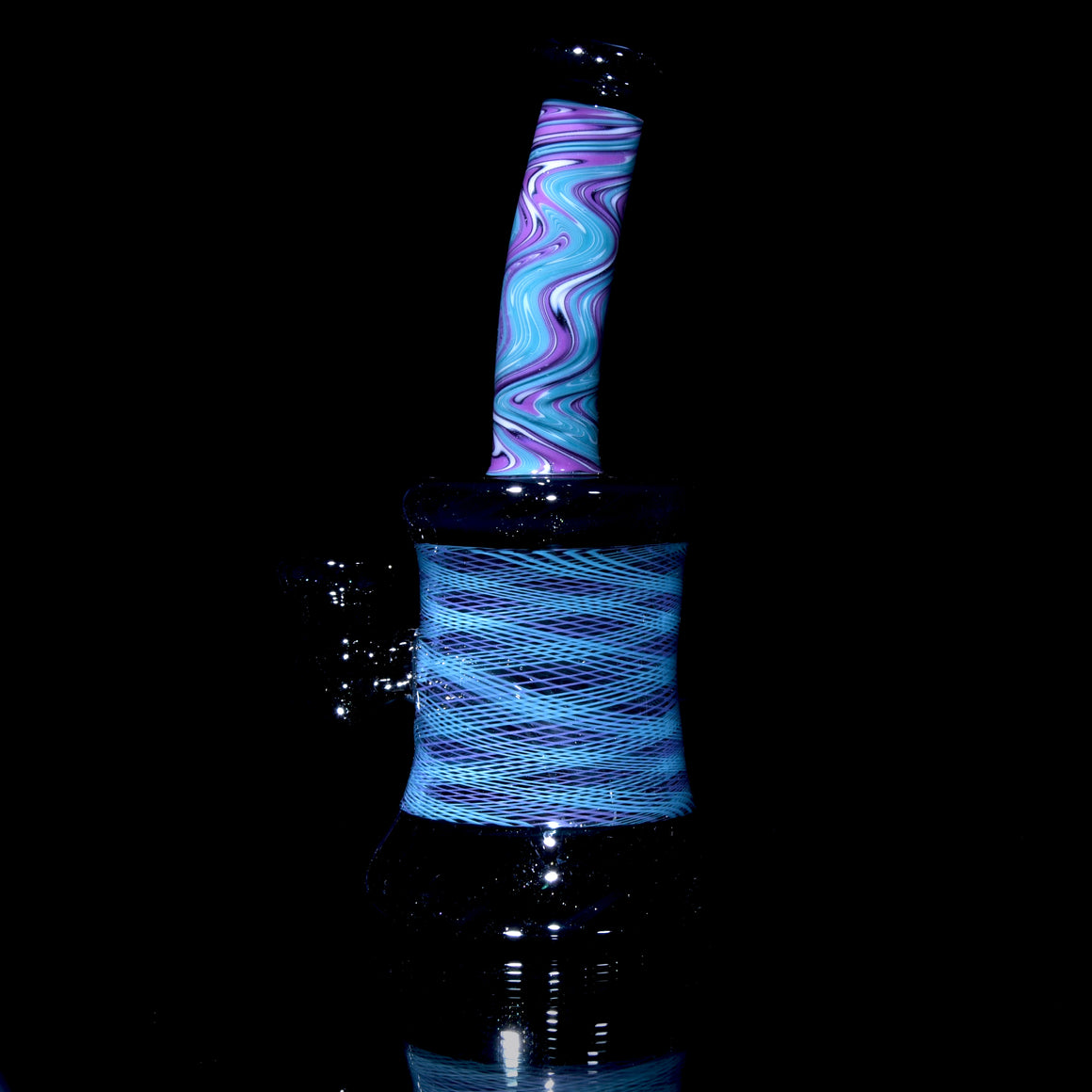 Fully-worked Banger Hanger - Dark Sparkle/Purple & Aqua Reti - 10mm Female