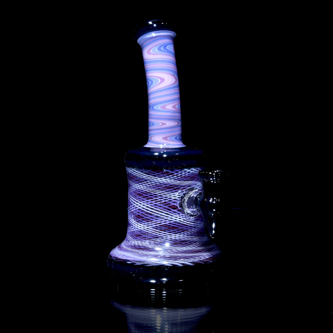 Fully-worked Banger Hanger - Dark Sparkle/Purple & White Reti - 10mm Female