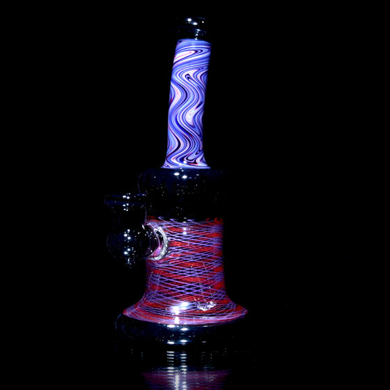 Fully-worked Banger Hanger - Dark Sparkle/Purple & Orange Reti - 10mm Female