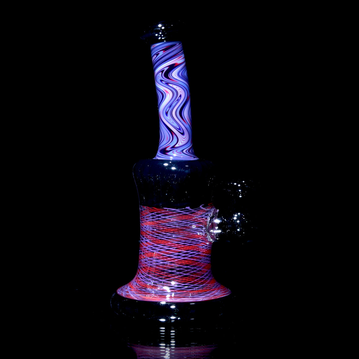 Fully-worked Banger Hanger - Dark Sparkle/Purple & Orange Reti - 10mm Female