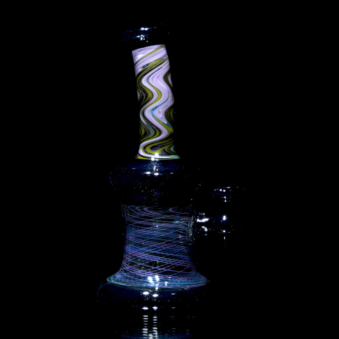 Fully-worked Banger Hanger - Dark Sparkle/Blue & Green Reti - 10mm Female