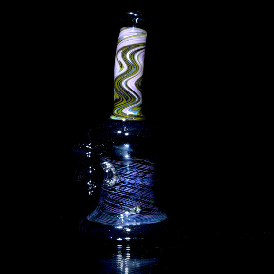 Fully-worked Banger Hanger - Dark Sparkle/Blue & Green Reti - 10mm Female