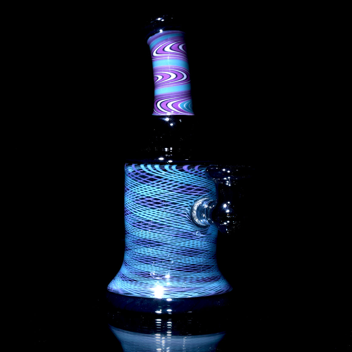 Fully-worked Banger Hanger - Dark Sparkle/Purple & Aqua Reti - 10mm Female