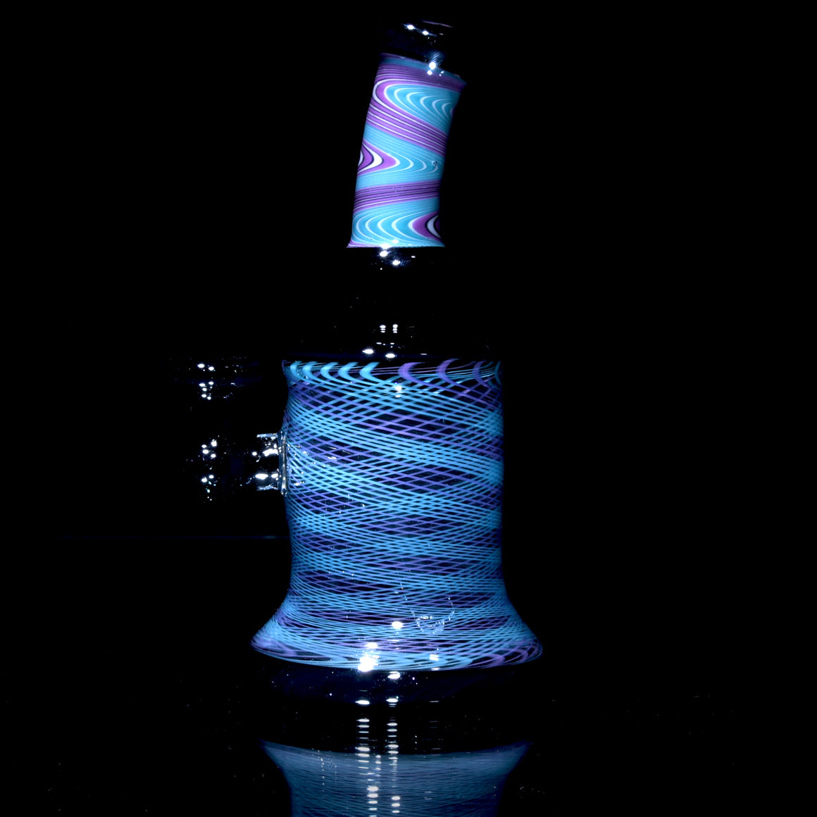 Fully-worked Banger Hanger - Dark Sparkle/Purple & Aqua Reti - 10mm Female