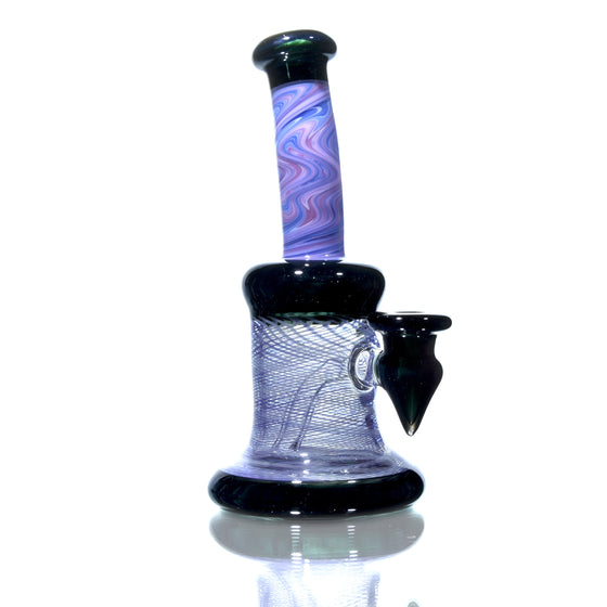 Fully-worked Banger Hanger - Dark Sparkle/Purple & White Reti - 10mm Female