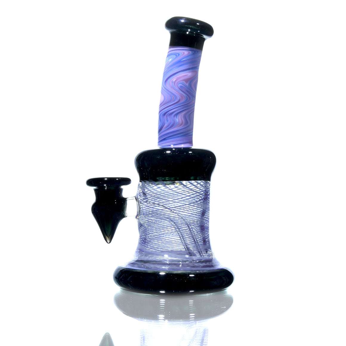 Fully-worked Banger Hanger - Dark Sparkle/Purple & White Reti - 10mm Female