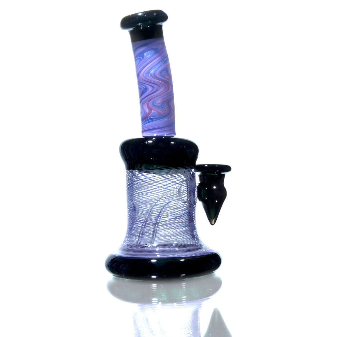 Fully-worked Banger Hanger - Dark Sparkle/Purple & White Reti - 10mm Female