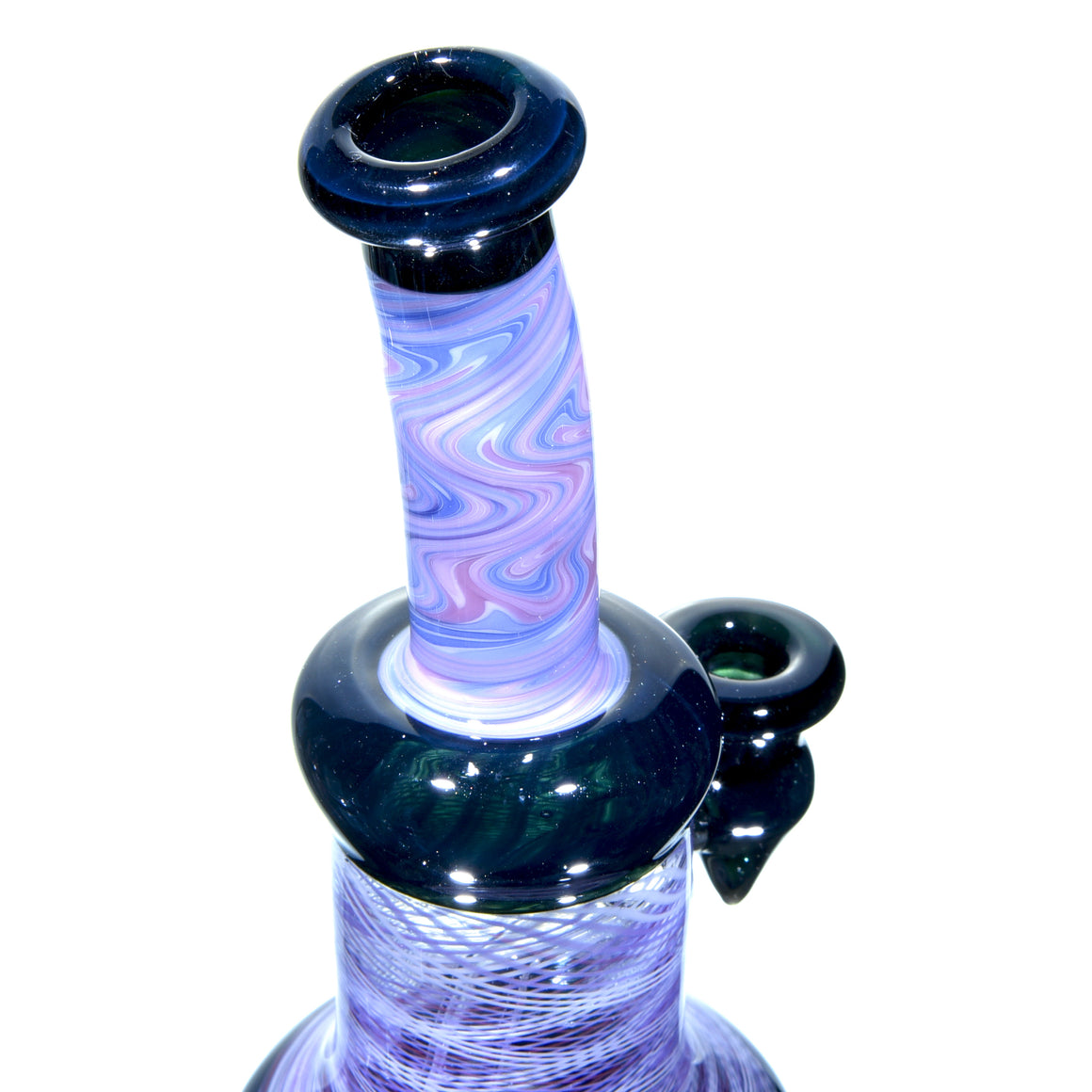 Fully-worked Banger Hanger - Dark Sparkle/Purple & White Reti - 10mm Female