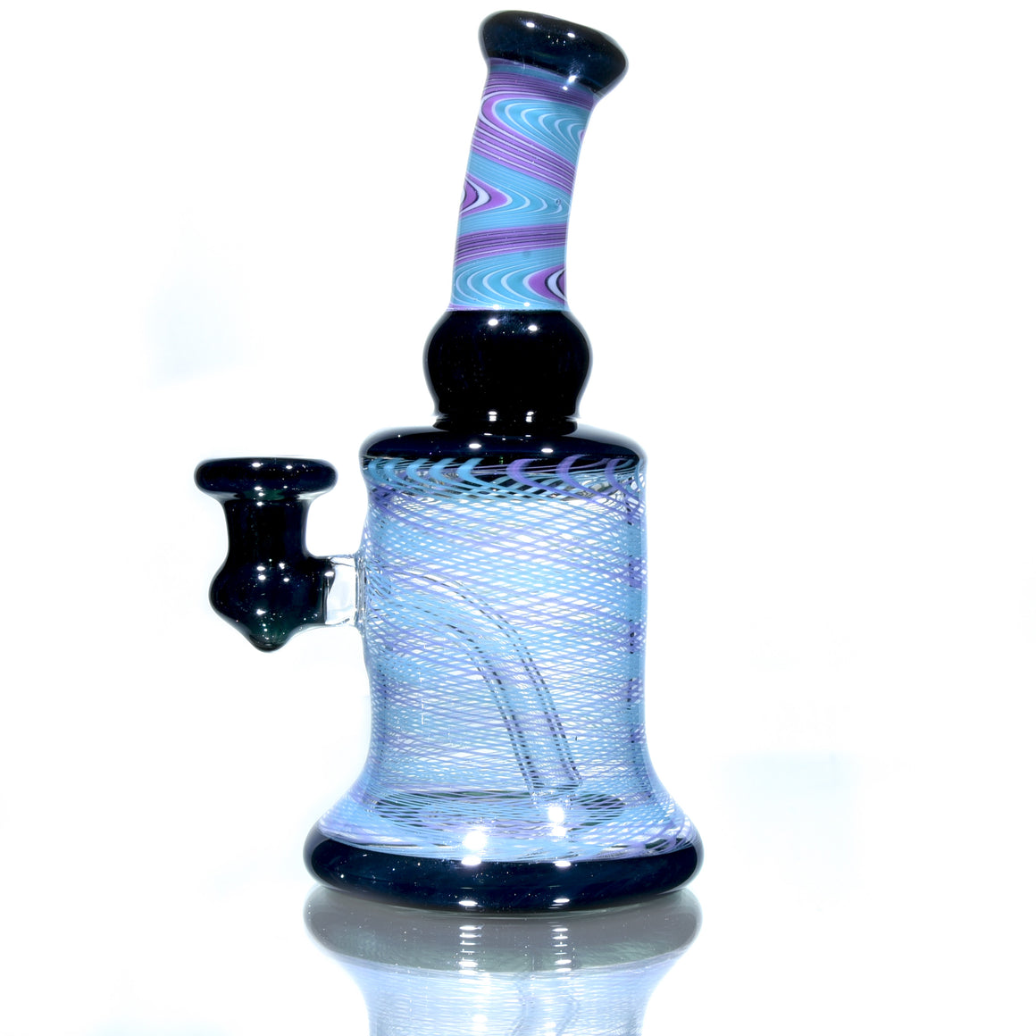 Fully-worked Banger Hanger - Dark Sparkle/Purple & Aqua Reti - 10mm Female