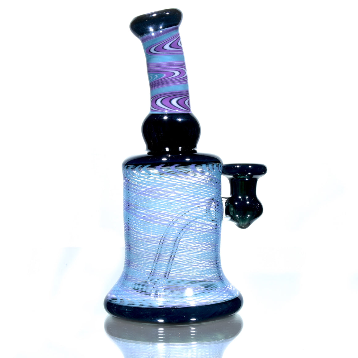 Fully-worked Banger Hanger - Dark Sparkle/Purple & Aqua Reti - 10mm Female