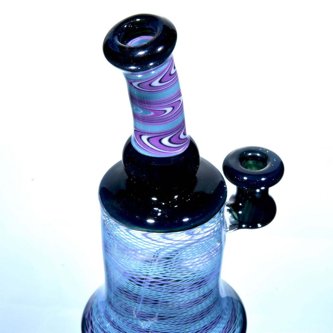 Fully-worked Banger Hanger - Dark Sparkle/Purple & Aqua Reti - 10mm Female