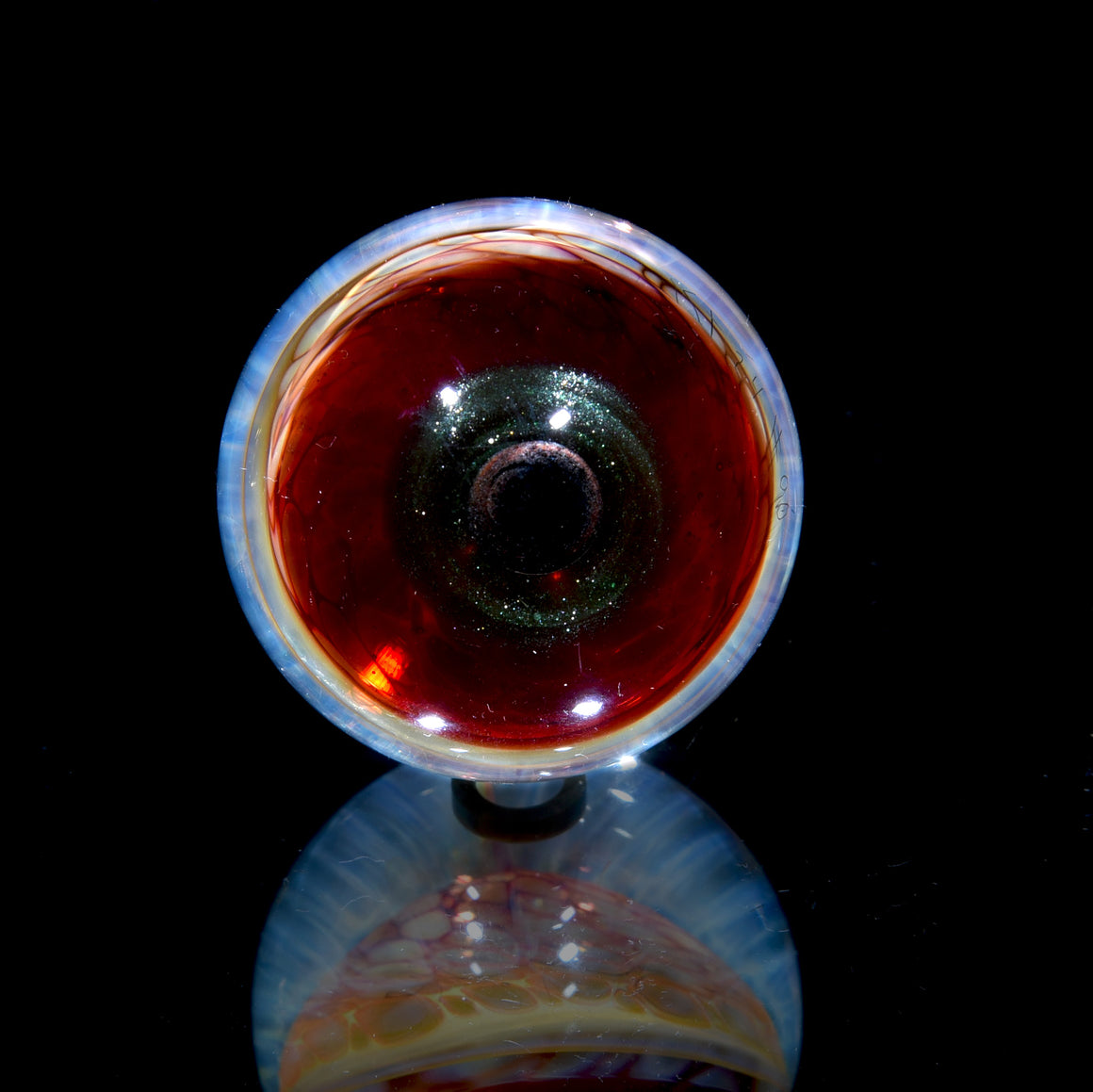 "Ruby Honeycomb Mandala" - 1.63" Borosilicate Marble