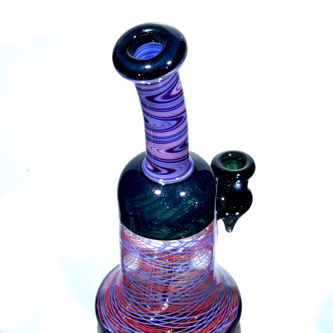 Fully-worked Banger Hanger - Dark Sparkle/Orange & Purple Reti - 10mm Female