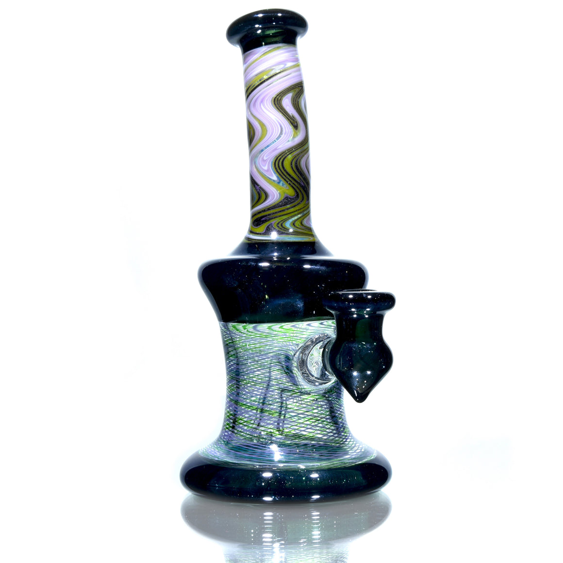 Fully-worked Banger Hanger - Dark Sparkle/Blue & Green Reti - 10mm Female