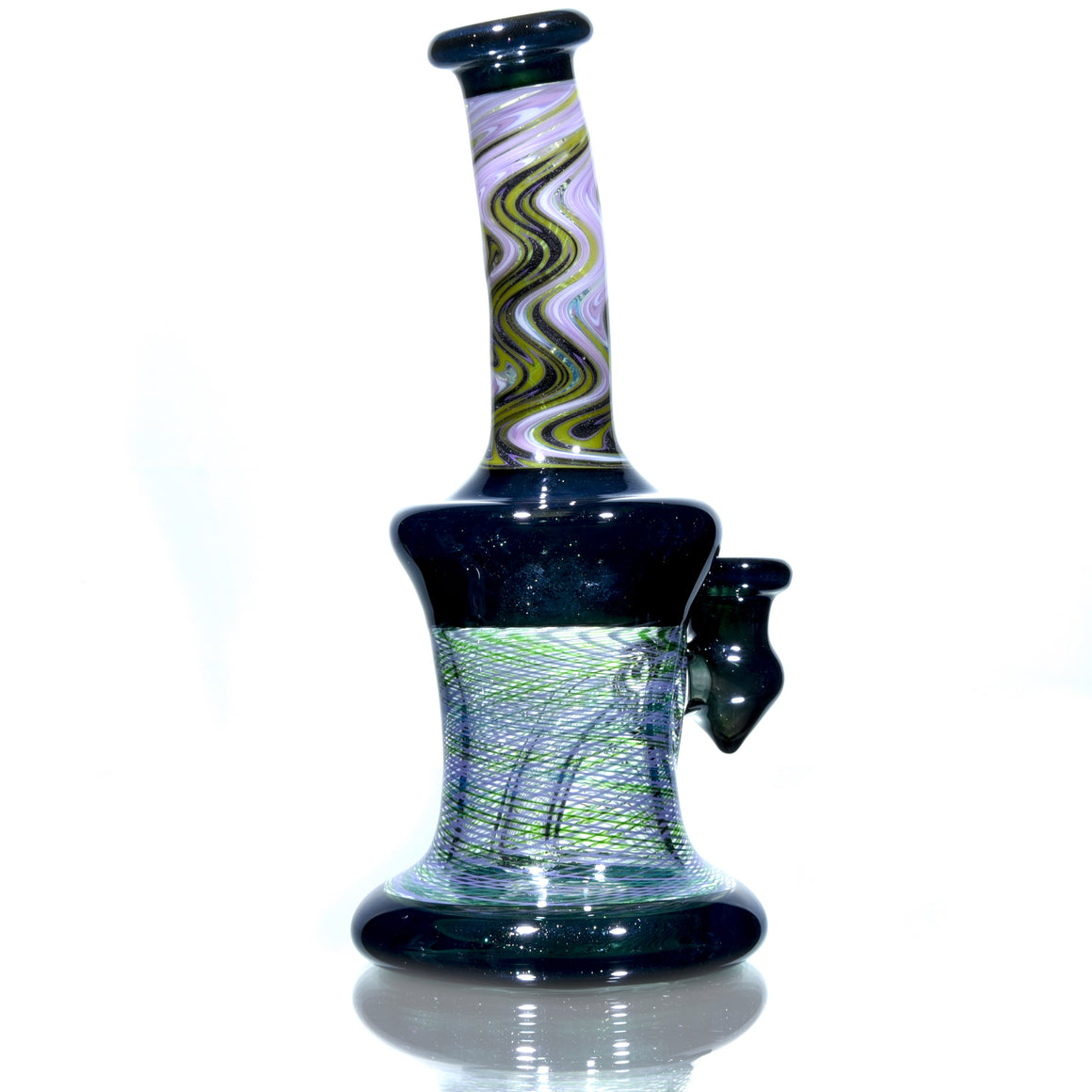 Fully-worked Banger Hanger - Dark Sparkle/Blue & Green Reti - 10mm Female