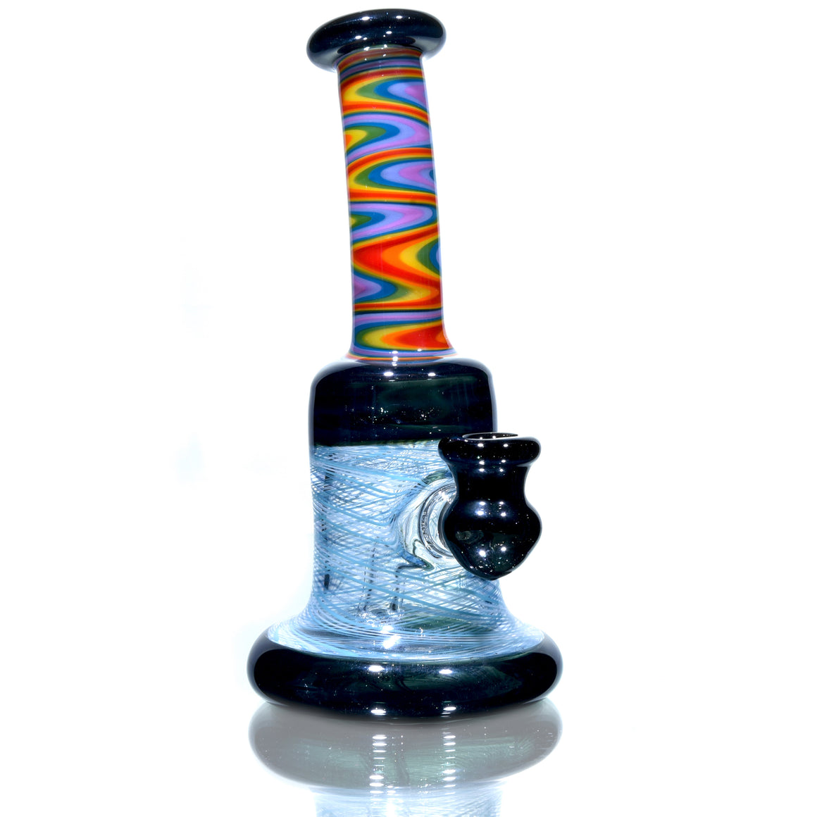 Fully-worked Banger Hanger - Dark Sparkle/Rainbow/Sky Blue Reti - 10mm Female