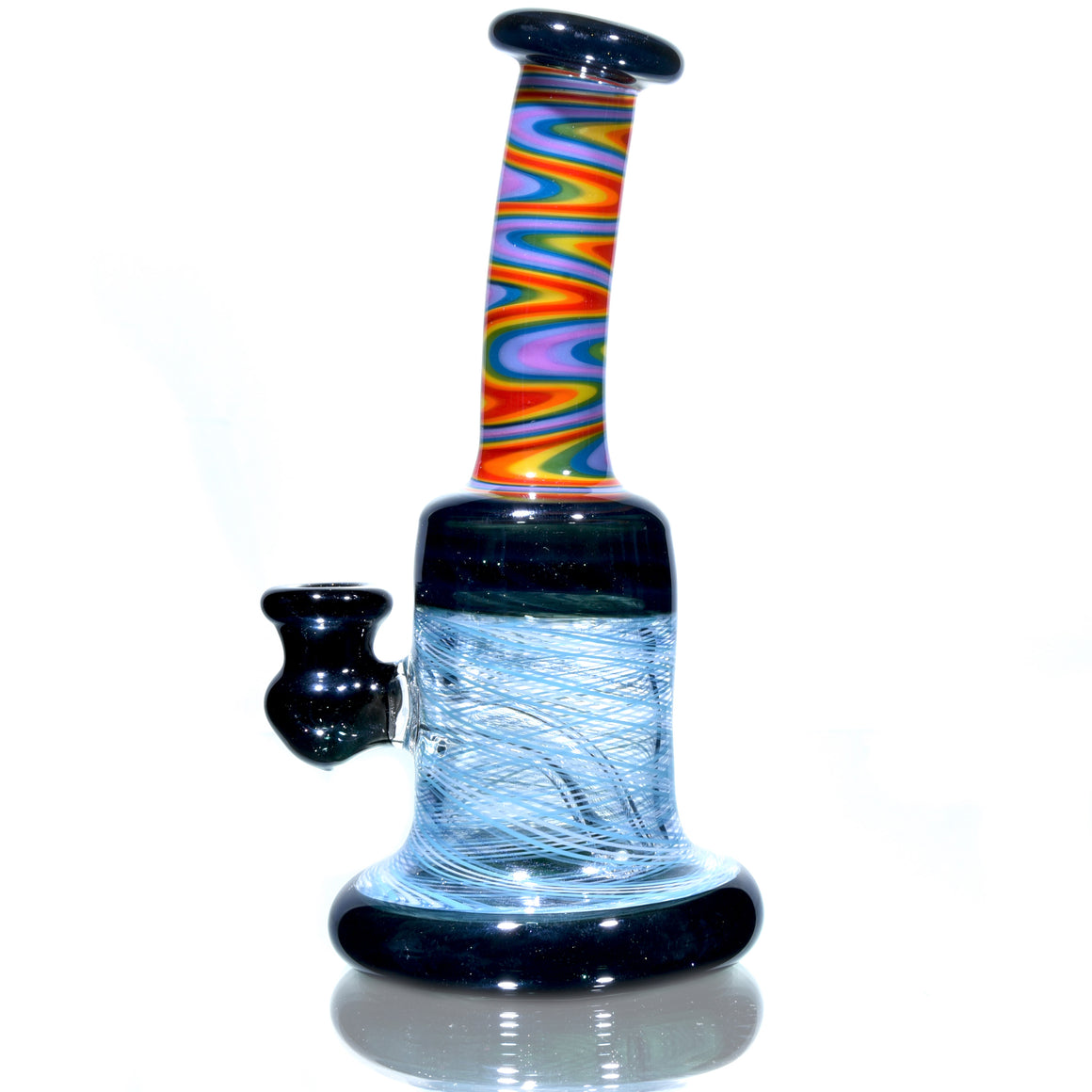 Fully-worked Banger Hanger - Dark Sparkle/Rainbow/Sky Blue Reti - 10mm Female