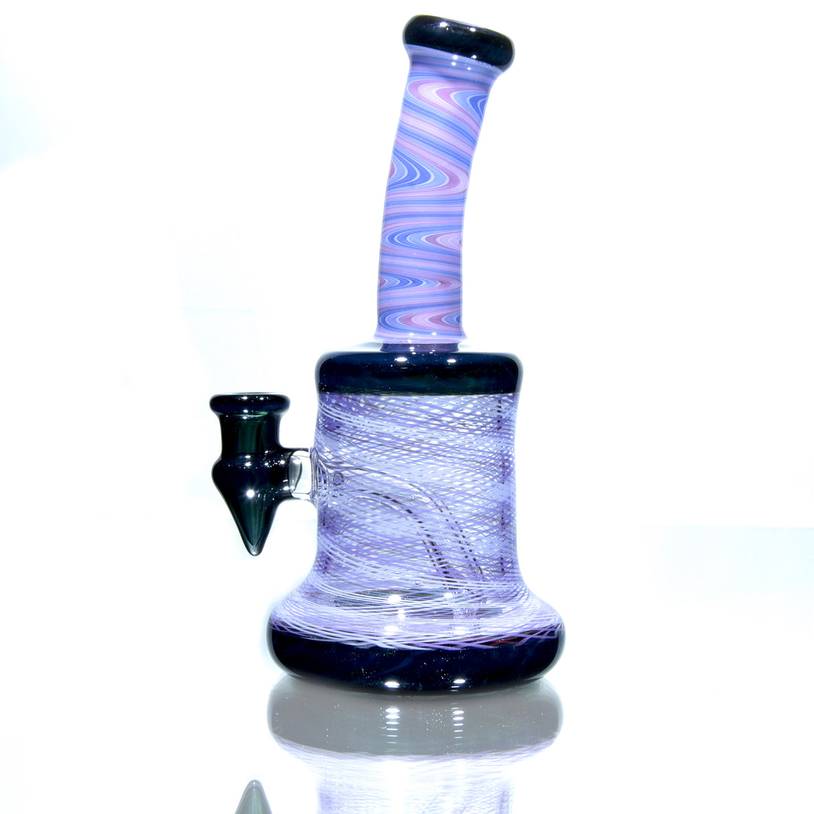 Fully-worked Banger Hanger - Dark Sparkle/Purple & White Reti - 10mm Female