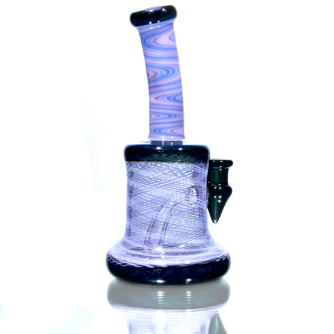 Fully-worked Banger Hanger - Dark Sparkle/Purple & White Reti - 10mm Female