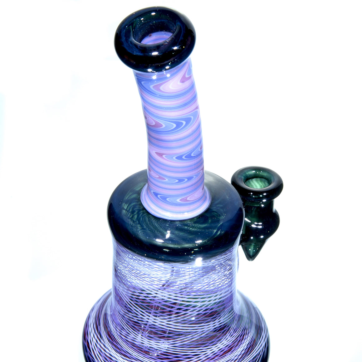 Fully-worked Banger Hanger - Dark Sparkle/Purple & White Reti - 10mm Female