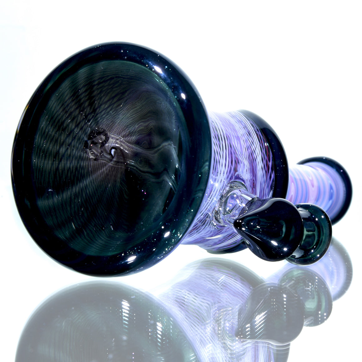 Fully-worked Banger Hanger - Dark Sparkle/Purple & White Reti - 10mm Female