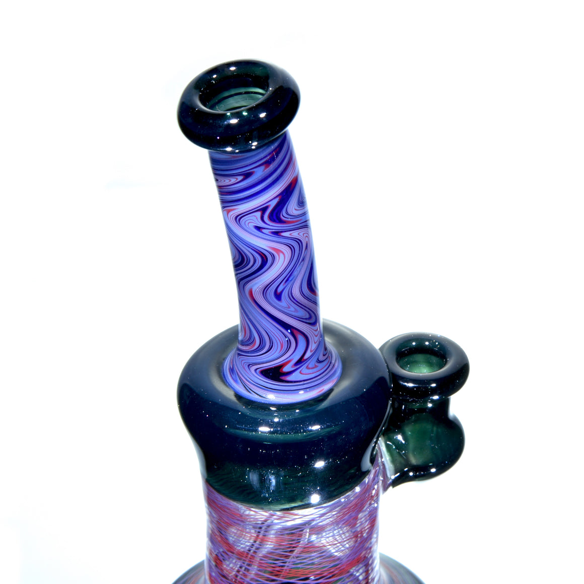 Fully-worked Banger Hanger - Dark Sparkle/Purple & Orange Reti - 10mm Female